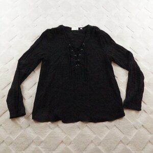 Wilfred Top Womens Medium Black Tassel Closure Black